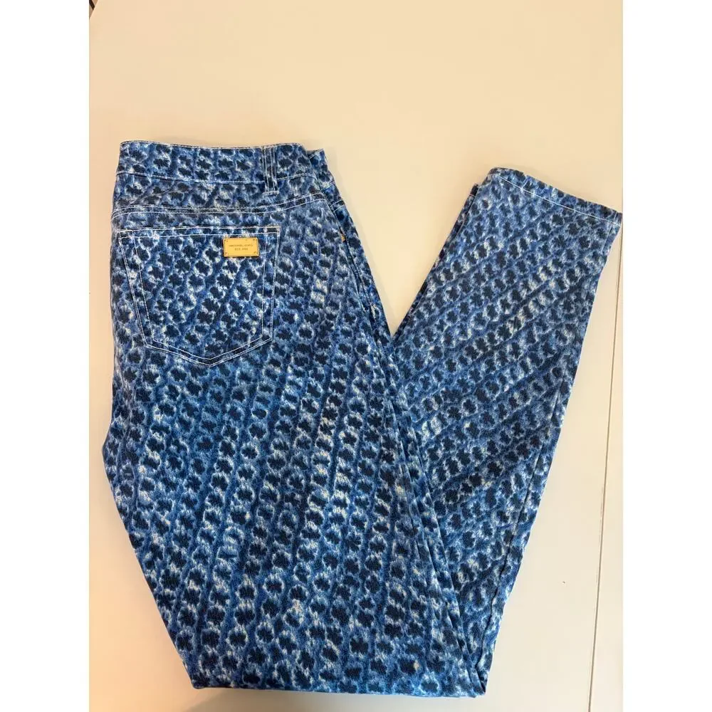 Michael Khors Pattern Denim BlueJeans Skinny Sz 2 #Retro Glam #Chic